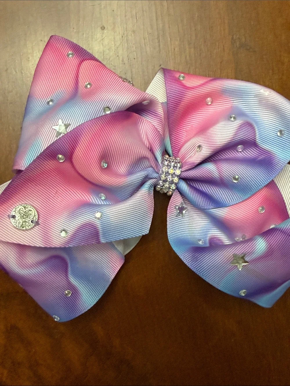 JoJo Siwa Pink Purple Blue Gradient Bow with Rhinestone Center